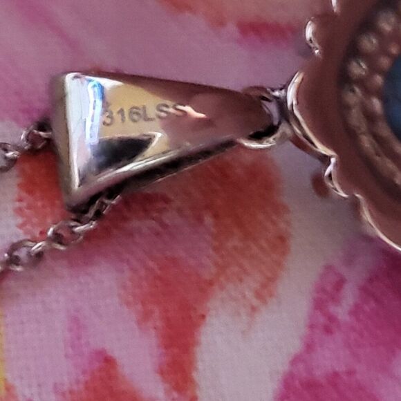 Mojave Blue Turquoise Stainless Steel Pendant Necklace - Picture 6 of 7